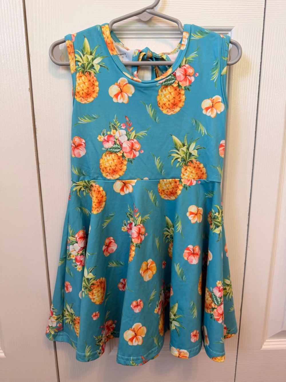 Teal Pineapple & Floral Dress for Kids